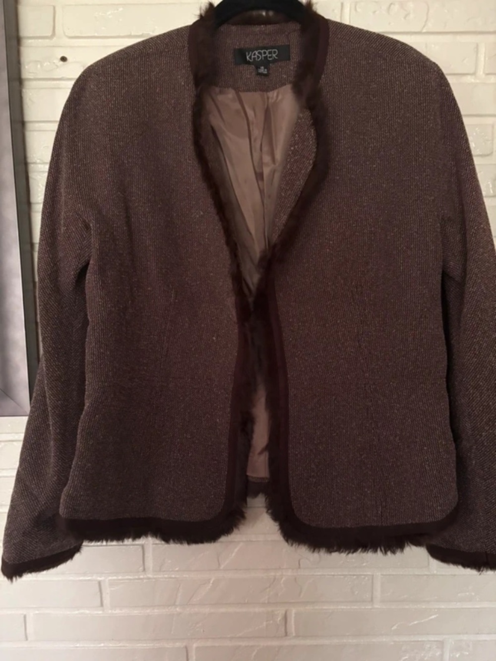 Kasper faux fur trim blazer size 14